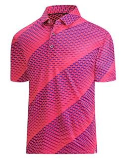 Hodaweisolp Golf-Shirts für Herren, Dry-Fit-Druck, feuchtigkeitsableitend, kurzärmeliges Poloshirt, Pink Geometric, XX-Large von Hodaweisolp