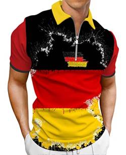 Hodaweisolp Herren-Poloshirt, langärmelig, lässiger Reißverschluss, bedruckt, athletisches Golf-Tennis-T-Shirt, Z-world Cup-Deutschland 01, XX-Large von Hodaweisolp
