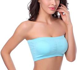 HOEREV BH Tube Top Bandeau Style Abnehmbare Padding BH Nahtlose Stretch, Blau - Blau, Gr. Large von Hoerev