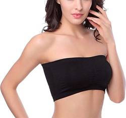 HOEREV BH Tube Top Bandeau Style Abnehmbare Padding BH Nahtlose Stretch, Schwarz - Schwarz, Gr. Large von Hoerev