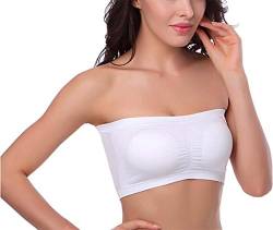 HOEREV BH Tube Top Bandeau Style Abnehmbare Padding BH Nahtlose Stretch, Weiß - Weiß, Gr. Large von Hoerev