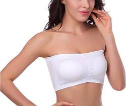 HOEREV BH Tube Top Bandeau Style Abnehmbare Padding BH Nahtlose Stretch, Weiß - Weiß, Gr. XXX-Large von Hoerev