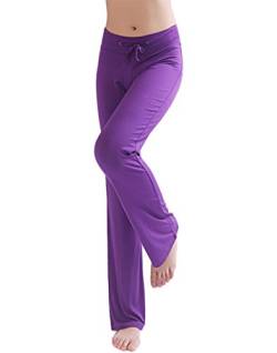 HOEREV Frauen Soft Modal Slimming Hose Yoga Hosen Pyjama-Hose, Lila, M von Hoerev