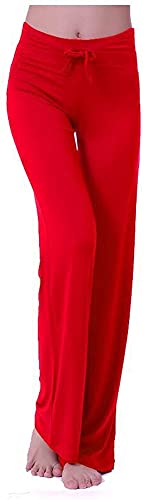 HOEREV Frauen Soft Modal Slimming Hose Yoga Hosen Pyjama-Hose, Rote, XS von Hoerev