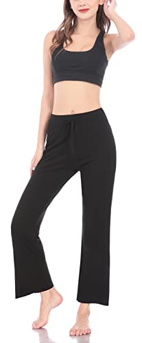 HOEREV Frauen Soft Modal Slimming Hose Yoga Hosen Pyjama-Hose, Schwarz, L von Hoerev