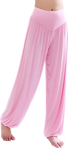 HOEREV Marke Super weiche Modal Spandex Harem Yoga Pilates Hosen, Gr.-3X-Large,Hell-Pink von Hoerev