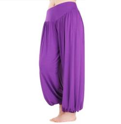 HOEREV Super weiche Modal Spandex Harem Yoga Pilates Hosen, Gr.-Medium,Lila von Hoerev