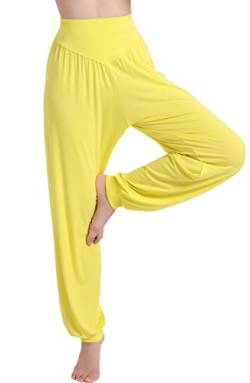 HOEREV Super weiche Modal Spandex Harem Yoga Pilates Hosen, Gr.-X-Small,Gelb von Hoerev