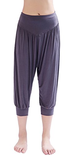 Hoerev Caprihose, Super Weiches Modal-Elastan, Pluderhose, für Yoga, Pilates, Dunkelgrau, XXXL von Hoerev