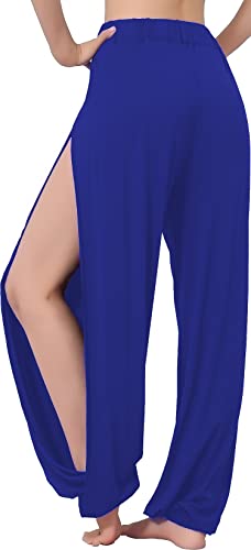 Hoerev Damen weichen Schlitz Bein Hose Harem Dance Yoga Pilates Hose,Royal,XL von Hoerev