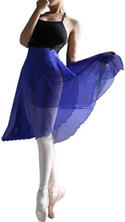 Hoerev Frauen Mädchen Erwachsene Transparenter Wickelrock Ballettrock Ballett Tanz Tanzbekleidung, Schatz Blau, 10-12 Jahre von Hoerev