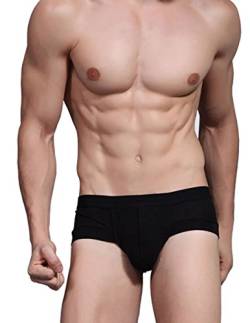 Hoerev Packung mit 3 Herren Super weiche und bequeme Faserslips Trunks Unterwäsche, SchwarzBlauGrau, M von Hoerev