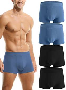 Hoerev Packung mit 4 Herren Super Soft and Comfortable Fiber Trunks Unterwäsche,2Blau2Schwarz,L von Hoerev