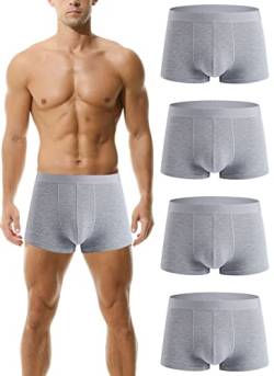 Hoerev Packung mit 4 Herren Super Soft and Comfortable Fiber Trunks Unterwäsche,4Grau,L von Hoerev