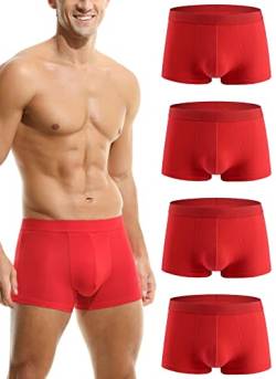 Hoerev Packung mit 4 Herren Super Soft and Comfortable Fiber Trunks Unterwäsche,4Rot,L von Hoerev