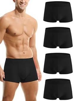 Hoerev Packung mit 4 Herren Super Soft and Comfortable Fiber Trunks Unterwäsche,4Schwarz,L von Hoerev