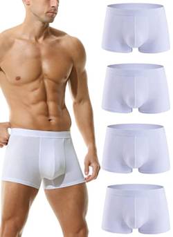 Hoerev Packung mit 4 Herren Super Soft and Comfortable Fiber Trunks Unterwäsche,4Weiß,L von Hoerev