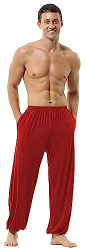 Hoerev Super Soft Modal Spandex Harem Yoga Pilates Schlauch，Rot，XXL von Hoerev