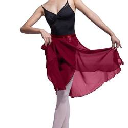 Hoerev Women Girls Sheer Wrap Skirt Ballet Skirt Ballet Dance Dancewear,Dunkelrot,M von Hoerev