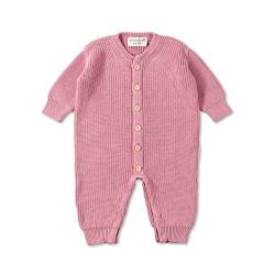 Hofbrucker Baby Strick Overall aus Bio Baumwolle – kuschelig weicher Baby Strampler für die Baby Erstausstattung für Mädchen und Jungen, Altrosa, 50/56 von Hofbrucker