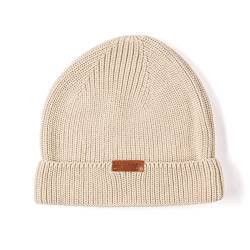 Hofbrucker Stylische Beanie Mütze aus Bio Baumwolle für Babys und Kinder Grobstrick Mütze Jungen und Mädchen, Beige, 46/48 von Hofbrucker