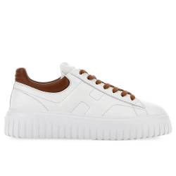 Hogan H-Stripes Herren-Sneakers Weiß und Leder aus Nappaleder - HXM6450FC60 LE90446 - Größe 9, Weiß, 43 EU von Hogan