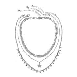 Hoisy Choker Kette, Kette Silber Damen Anhänger Silber Stern Kette Halskette für Damen Mädchen von Hoisy