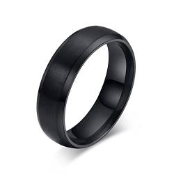 Hoisy Herren Ringe Billig, Ringe Männer Edelstahl Einfaches Ringband Schwarz Größe 62 (19.7) von Hoisy