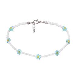 Hoisy Kette Mädchen, Choker Mädchen Grün Blume Perlenkette 37CM Kette Halskette für Damen Mädchen von Hoisy