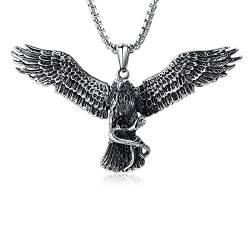 Hoisy Ketten Herren, Herrenkette Necklace Men Halskette Männer Edelstahl Anhänger Adler fängt Schlange Kastenkette mit 60cm Kette von Hoisy