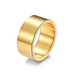 Hoisy Männer Ring Verlobung Ring, Männer Ringe Gold Farbe 10Mm Gold Größe 54 Men Fashion Schmuck Ehering von Hoisy