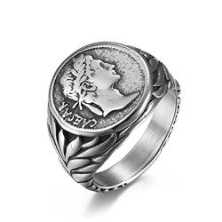 Hoisy Ring Männer Schmuck, Männer Ring Silver Römisches Reich Cäsar Der Große Silber Größe 65 Men Fashion Schmuck Ehering von Hoisy