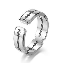 Hoisy Ring Verlobung Damen, Einfacher Ring Silber Rasierklinge Silber Größe 52 Eheringe Antragsring für Frauen von Hoisy