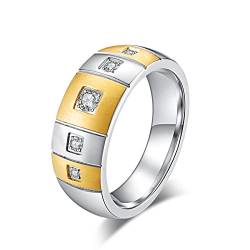 Hoisy Ring für Männer Mit Stein, Schmuck für Herren Gold Zirkon Eingelegt Gold Größe 60 Men Fashion Schmuck Ehering von Hoisy