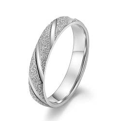 Hoisy Ringe Damen Mode, Vintage Ring Sterling Silber Einfach Stahl Größe 65 Eheringe Antragsring für Frauen von Hoisy
