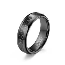 Hoisy Ringe Frauen Tungsten Carbide, Freundschaftsringe Gravur Schwarz 6Mm Schwarz Größe 57 Eheringe Antragsring für Frauen von Hoisy