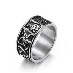 Hoisy Schmuck für Männer Ringe, Schmuck Herren Silber Ring Keltischer Wolf Silber Größe 67 Men Fashion Schmuck Ehering von Hoisy