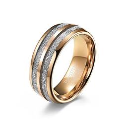 Hoisy Tungsten Carbide Ring für Männer, Wolframcarbit Herrenring Doppelnut Roségold Größe 65 Men Fashion Schmuck Ehering von Hoisy