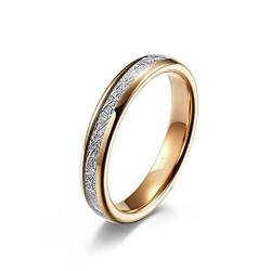 Hoisy Wolfram Ring Damen, Rings Rose Gold 4Mm Roségold Größe 54 Eheringe Antragsring für Frauen von Hoisy