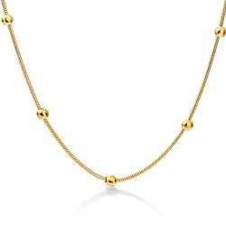 316L Edelstahl Goldfarbener runder Kugelanhänger Halskette Gliederkette Halskette Modeschmuck für Frauen oder Männer von Hokech
