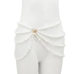 Boho Imitation Perlen-BH Bralette-Körperkette für weibliche geometrische Taillenkette Bikini Sommer Körperschmuck Accessoires von Hokech