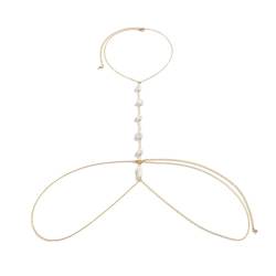 Boho Perle Kreuz Brust BH Taille Bauch Kette Halskette für Frauen Sommer Bikini Körperschmuck Hochzeit Accessoires von Hokech