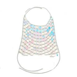 Bunte Kunststoff Pailletten Brust BH Dessous Kette Halskette Frauen Sommer Bikini Boho Festival Körperschmuck von Hokech