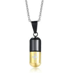 Coole Männer Punk Offene Kapsel Halskette Parfümflasche Pille Kreuz Edelstahl Anhänger Kette für Frauen Geschenk von Hokech