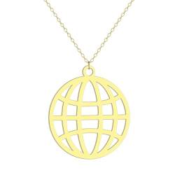 Dainty Earth Anhänger Halskette für Frauen Mädchen Edelstahl Welt Elegant Laser geschnitten Kugel Charm Astrologischer Schmuck Geschenk von Hokech