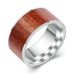 Echtes Mahagoniholz Intarsien Edelstahl Ring Holzring Holz Eheringe für Männer von Hokech