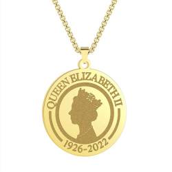 Edelstahl Geometrische Scheibe Charm Königin Elizabeth II Gedenkanhänger Halskette griechische Mythologie Schmuck Geschenk von Hokech