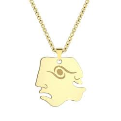 Edelstahl Happy Face Anhänger Halskette für Männer Frauen Geomertic Punk Mann Gesicht Charm Kette Hip Hop Schmuck Geschenk von Hokech