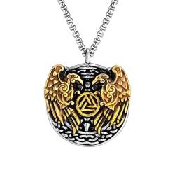 Edelstahl Huginn Munin Odin Krähe Anhänger Valknut Symbol Wikinger Halskette Frauen Männer Vintage nordische Mythologie Schmuck von Hokech