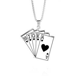 Edelstahl Pik-Ass Spielkartenanhänger Halskette für Männer und Frauen Rock Party Hip Hop Casino Glücksschmuck Geschenk von Hokech